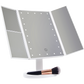 Makeup Mirror With LED Light Standing Mirror Magnifying Tri-Fold Touch