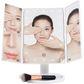 Makeup Mirror With LED Light Standing Mirror Magnifying Tri-Fold Touch