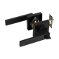 Door Handle Set Lever Key Lock Function Square Black