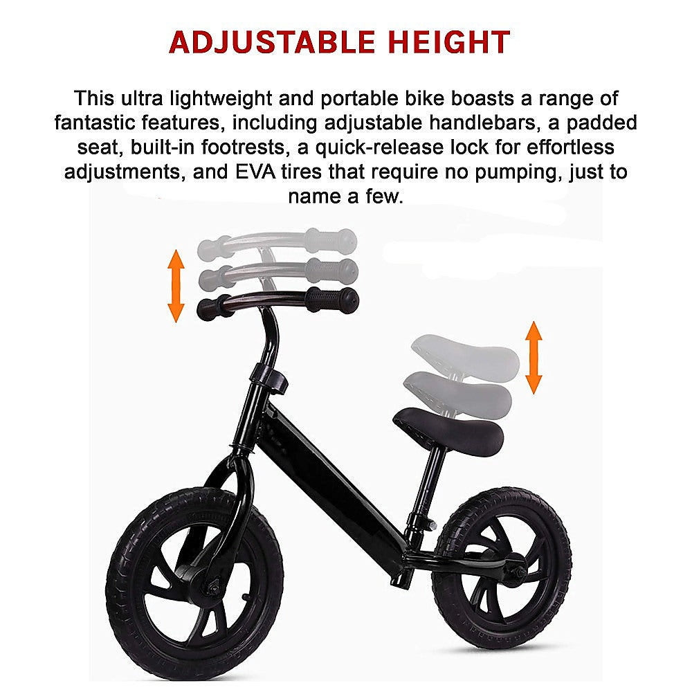 Kids Ride On Push Bike Balance Bicycle with Training Wheels for Toddlers