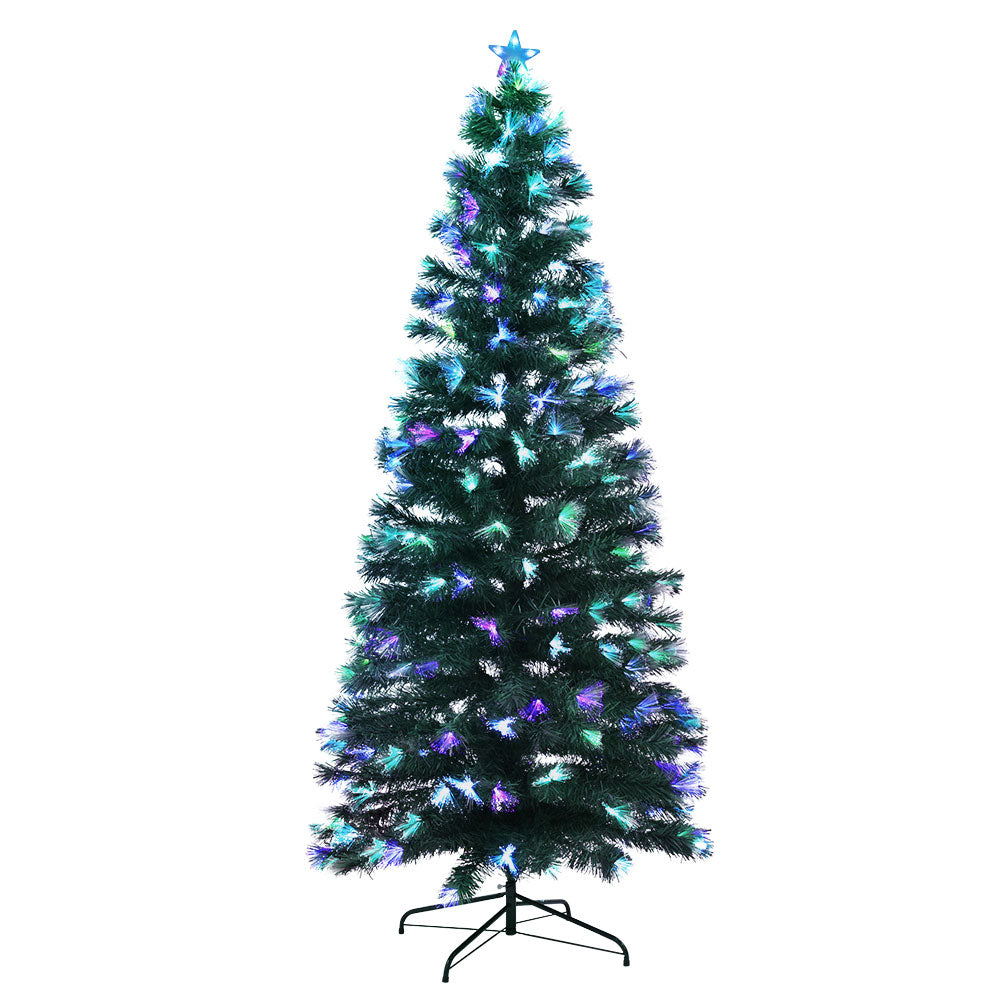 Jingle Jollys Christmas Tree 2.1M 7FT LED Xmas Multi Colour Lights Optic Fibre